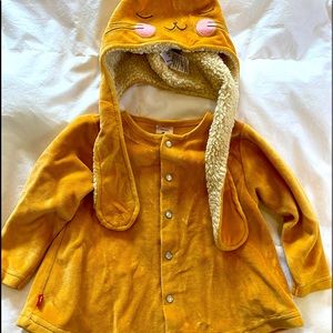 Zutano Velour Bunny Hat and Velour Swing Jacket in Caramel, 18 months
